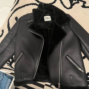 Shearling faux leather jacket